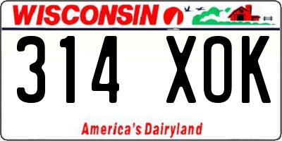 WI license plate 314XOK