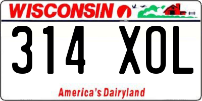 WI license plate 314XOL