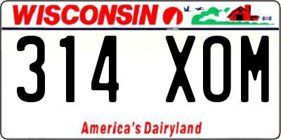 WI license plate 314XOM