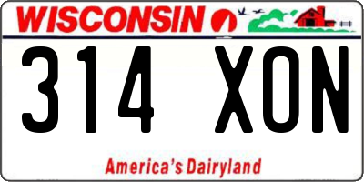 WI license plate 314XON