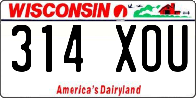 WI license plate 314XOU