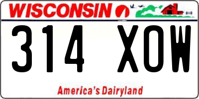 WI license plate 314XOW