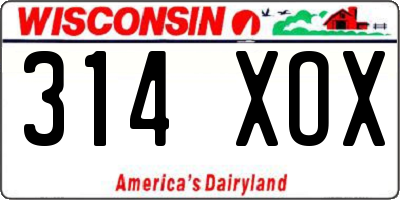 WI license plate 314XOX