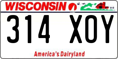 WI license plate 314XOY