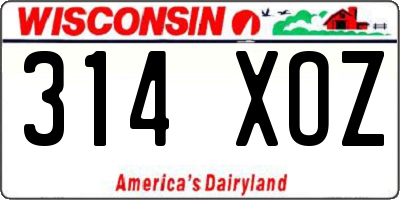 WI license plate 314XOZ
