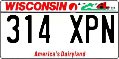 WI license plate 314XPN