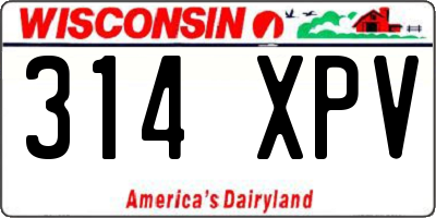 WI license plate 314XPV