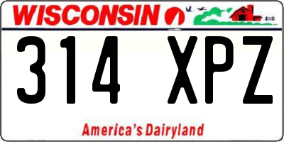 WI license plate 314XPZ