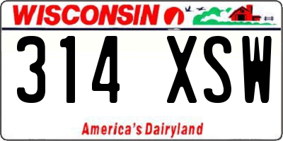 WI license plate 314XSW