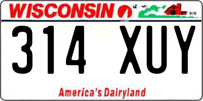 WI license plate 314XUY