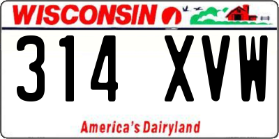WI license plate 314XVW