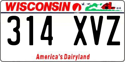 WI license plate 314XVZ