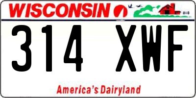 WI license plate 314XWF