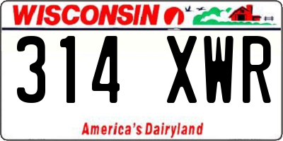 WI license plate 314XWR