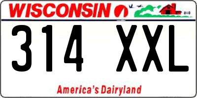 WI license plate 314XXL