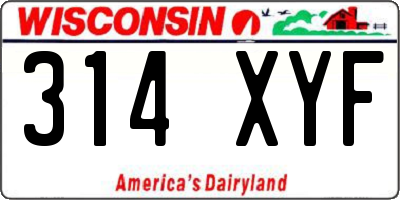 WI license plate 314XYF