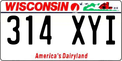 WI license plate 314XYI