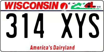 WI license plate 314XYS