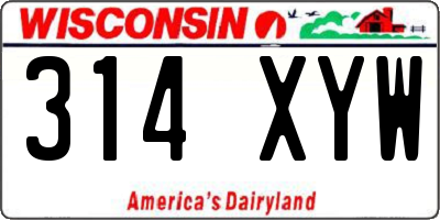 WI license plate 314XYW