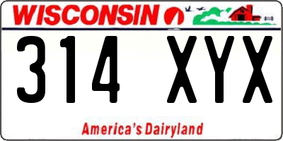 WI license plate 314XYX