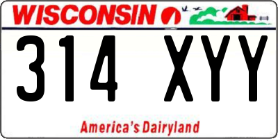 WI license plate 314XYY