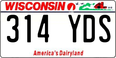 WI license plate 314YDS