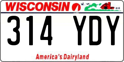 WI license plate 314YDY