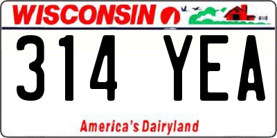 WI license plate 314YEA