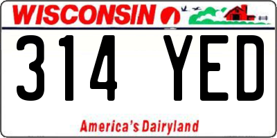 WI license plate 314YED