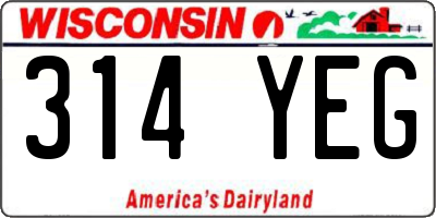 WI license plate 314YEG