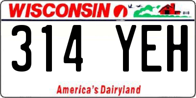 WI license plate 314YEH