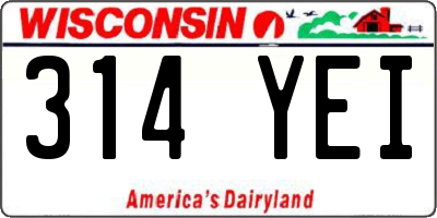 WI license plate 314YEI