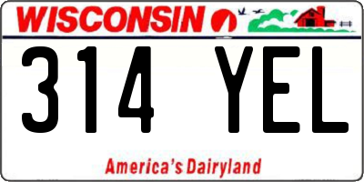 WI license plate 314YEL