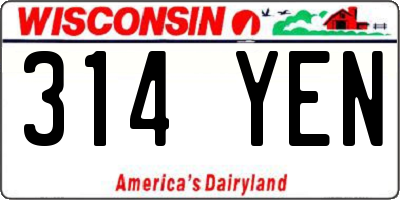 WI license plate 314YEN