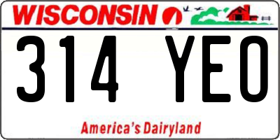 WI license plate 314YEO