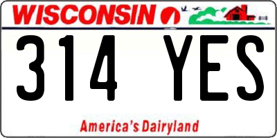 WI license plate 314YES