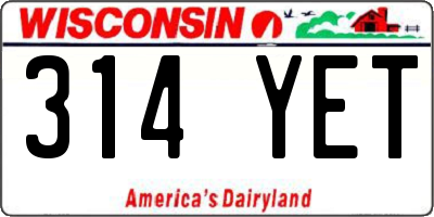 WI license plate 314YET