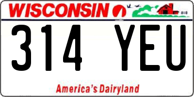 WI license plate 314YEU