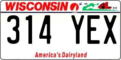 WI license plate 314YEX
