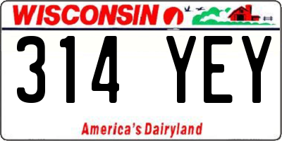 WI license plate 314YEY