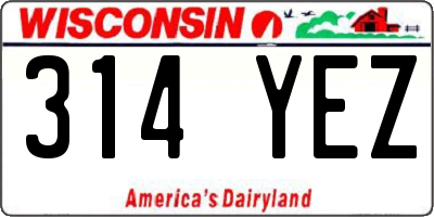 WI license plate 314YEZ