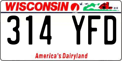 WI license plate 314YFD