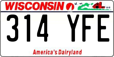 WI license plate 314YFE