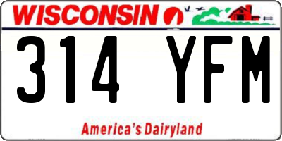 WI license plate 314YFM
