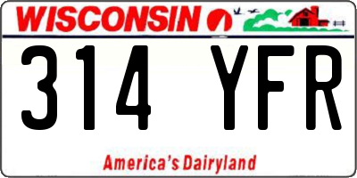 WI license plate 314YFR