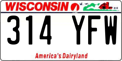 WI license plate 314YFW