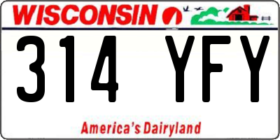 WI license plate 314YFY