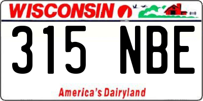 WI license plate 315NBE