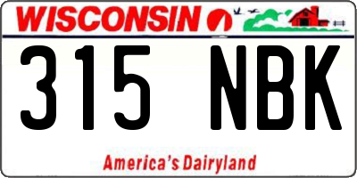 WI license plate 315NBK