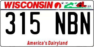 WI license plate 315NBN